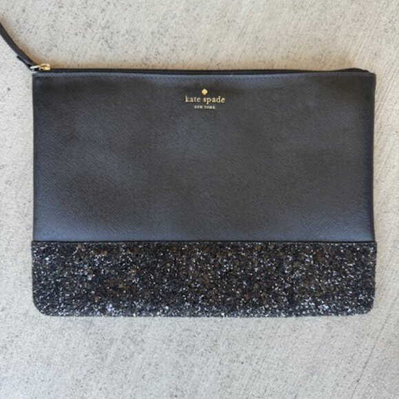 EUC Kate Spade New York Black Glitter Clutch - Picture 1 of 3